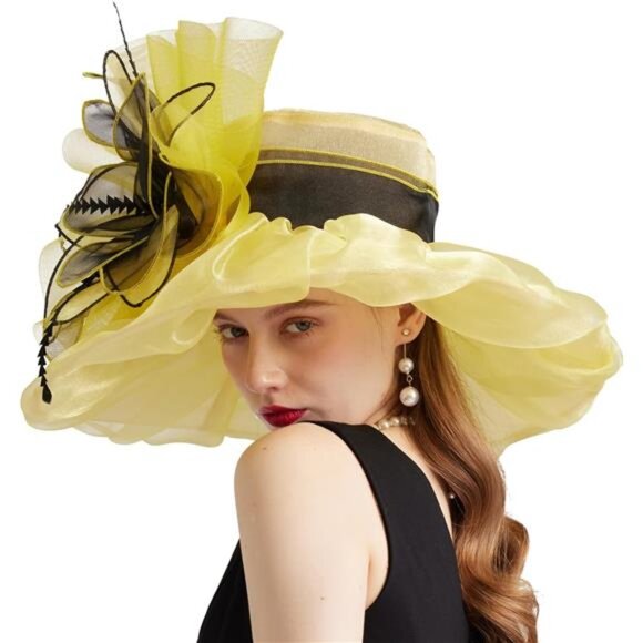 Women\'s Organza Church Derby Hat Wide Brim Sun Caps Tea Party Hat main image 5